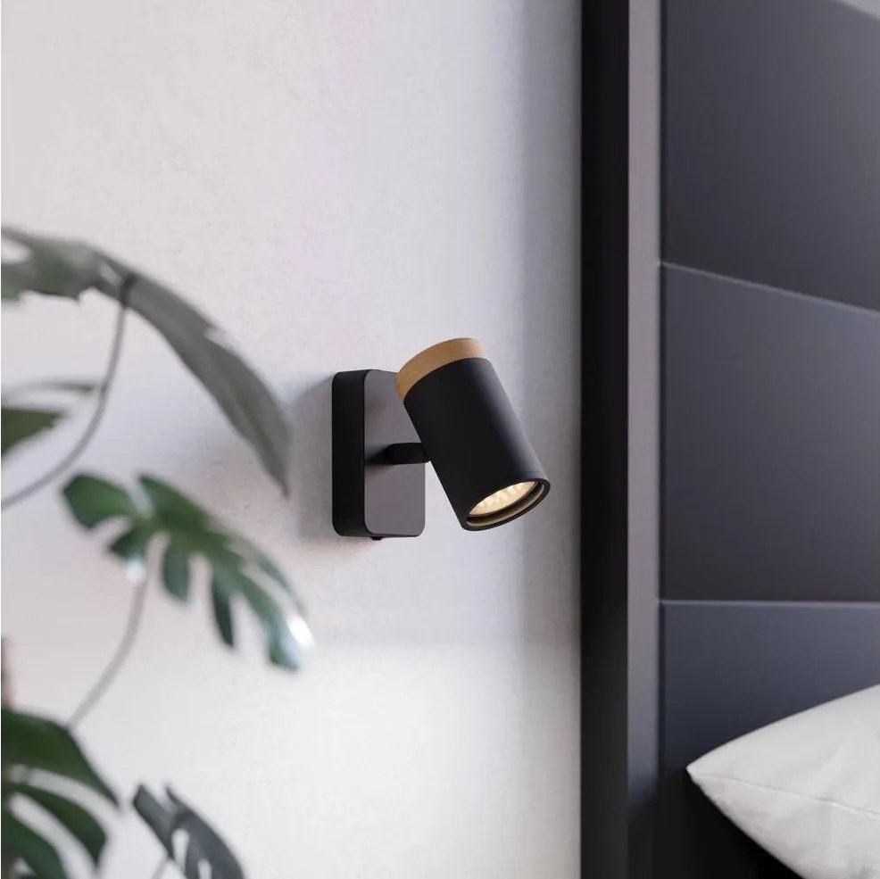 Eglo 300001 - Kinkiet punktowy do łazienki CONSUMA 1xGU10/3W/230V IP44 czarny/beżowy