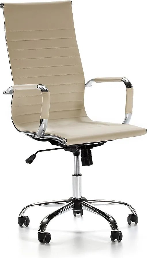 Fotel biurowy z regulacją kąta oparcia Londres w kolorze szarym, z ekoskóry.