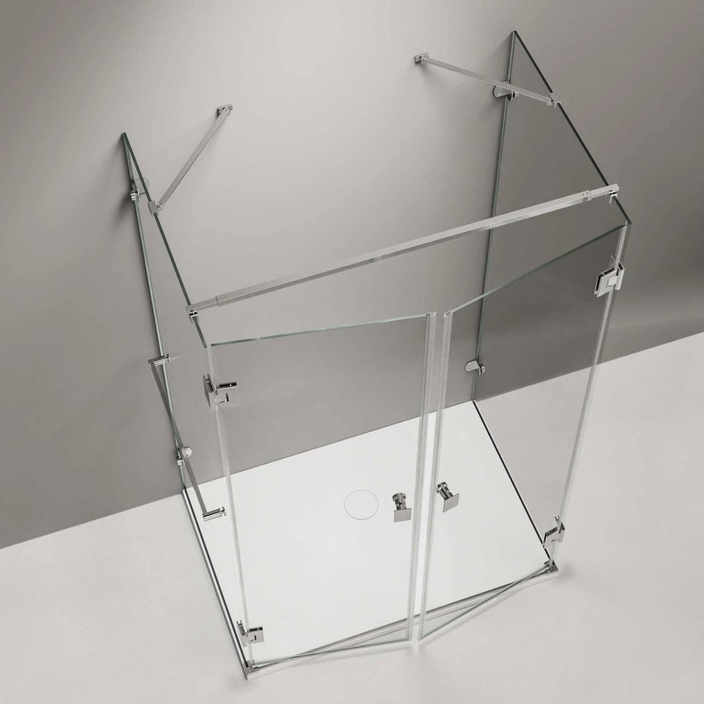 Kabina prysznicowa EX412 kształt U - szkło bezpieczne NANO 8mm - 90x90x195 cm