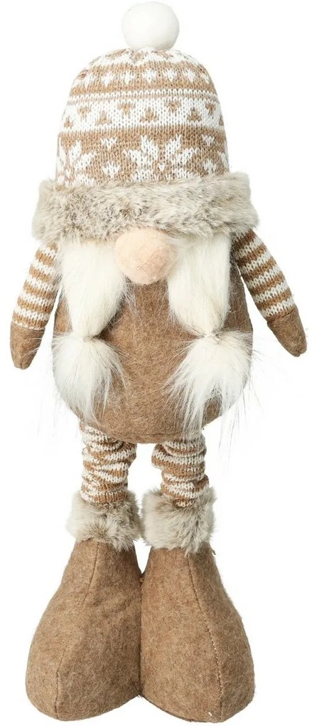 Stojący krasnal świąteczny Dora, teleskopowe nogi, 48 cm, jasnobrązowy