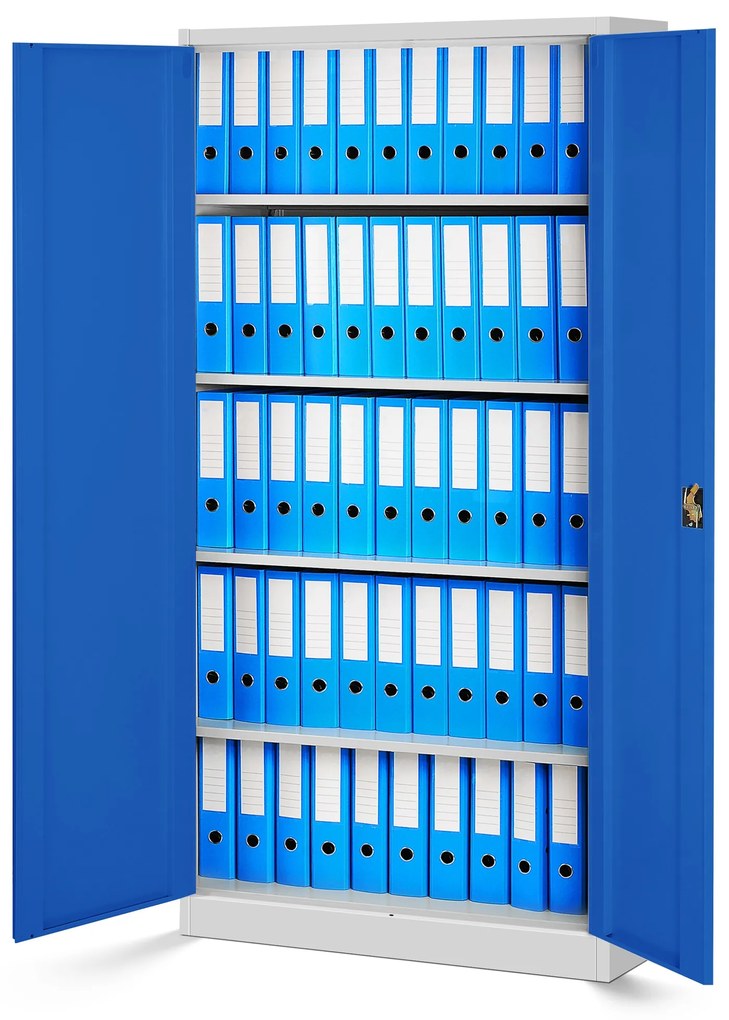 Zestaw 4x biurowa szafa metalowa na akta JAN H, 900 x 1950 x 400 mm, szaro-niebieska