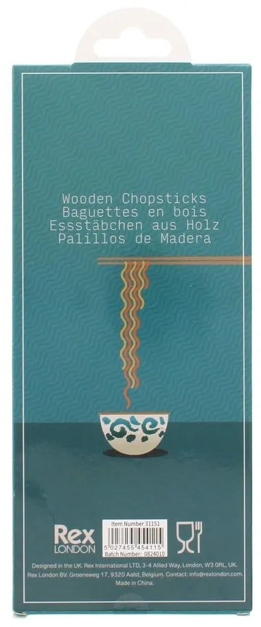 Drewniany zestaw pałeczek w naturalnym kolorze 5 szt. Beckoning Cats – Rex London