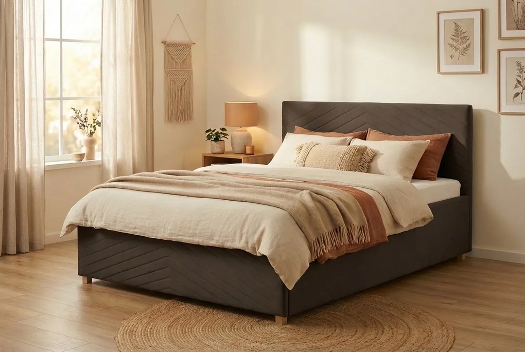 Łóżko VEGA 160x200 cm Brąz Bez materaca