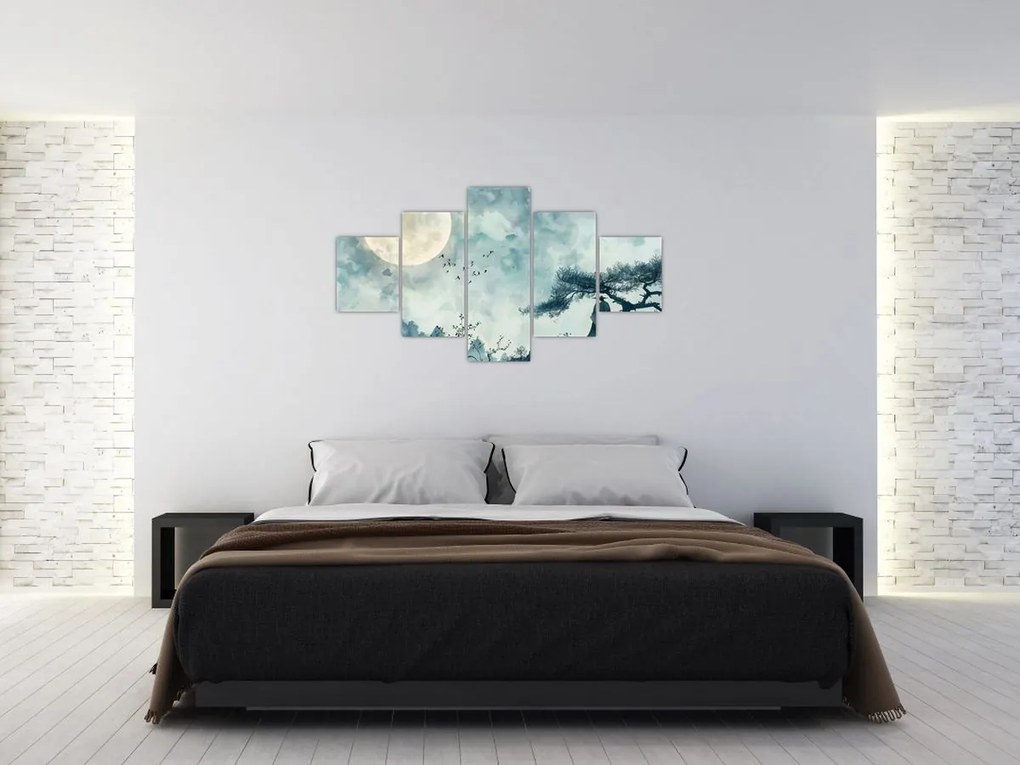 Obraz - Malowanie księżyca w pełni (125x70 cm)