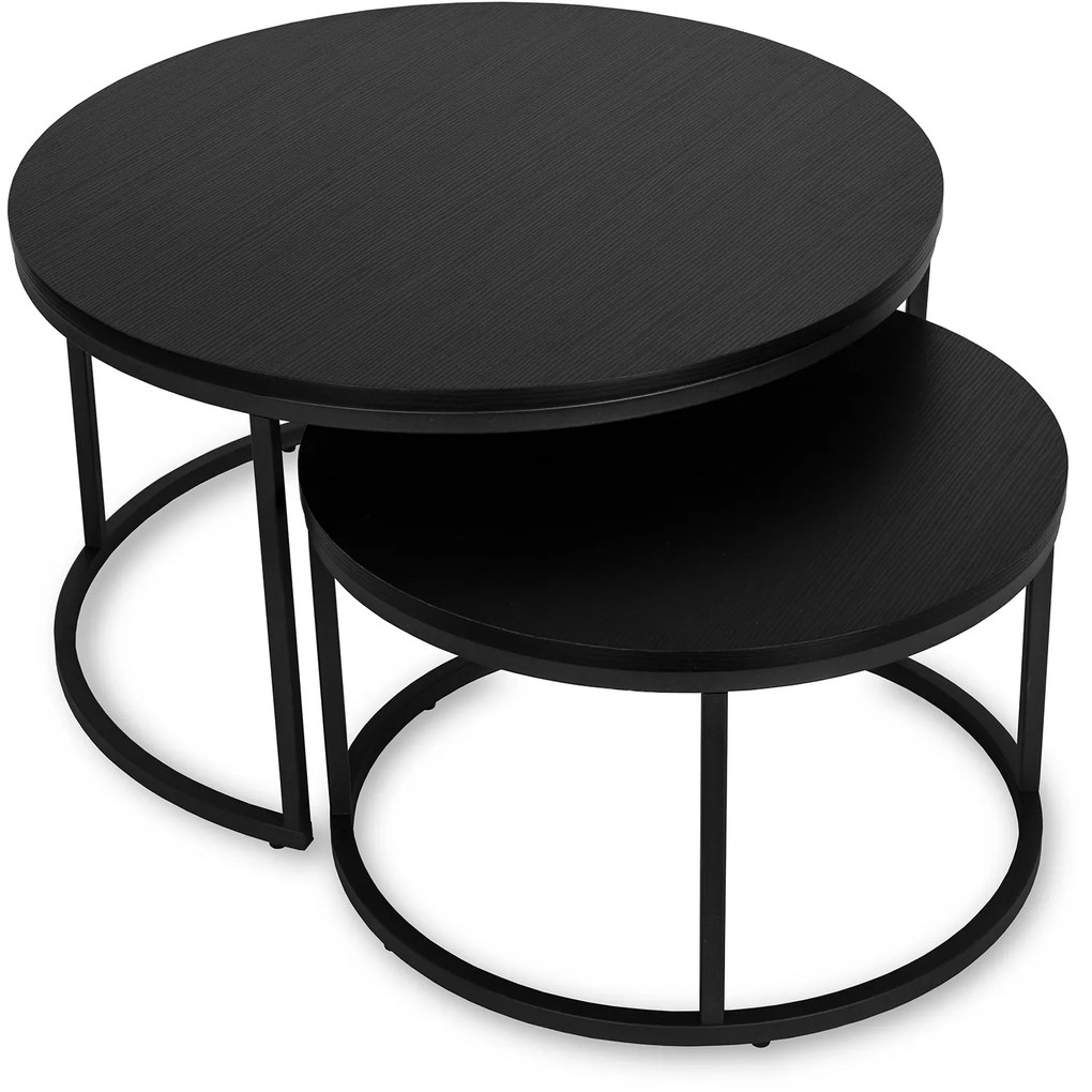 Zestaw Stolików Kawowych MANU MAX 60 cm/80 cm Czarny Nowoczesny Loft