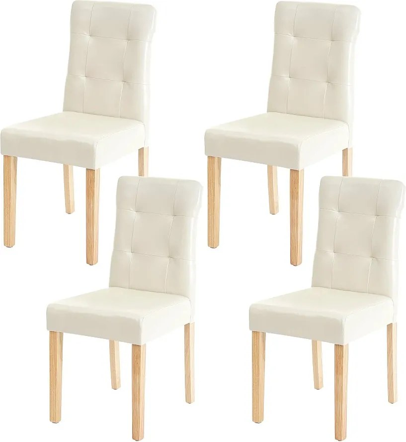 Krzesło do jadalni MCW-E58 (zestaw 4 sztuk),  kremowa sztuczna skóra, jasne nogi