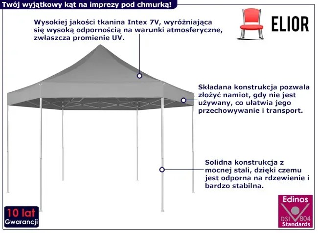 Szary rozkładany namiot ogrodowy - Balika