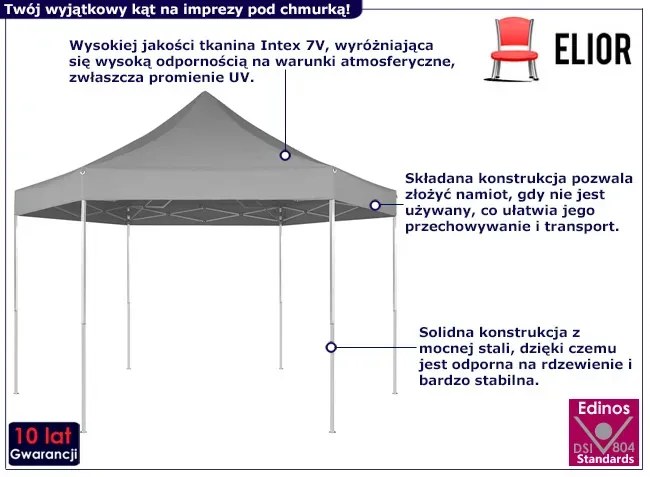 Szary rozkładany namiot ogrodowy - Dester