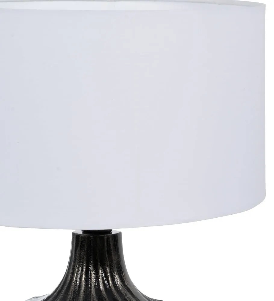 Czarno-biała lampa stołowa z tekstylnym kloszem (wysokość 52,5 cm) – Ixia