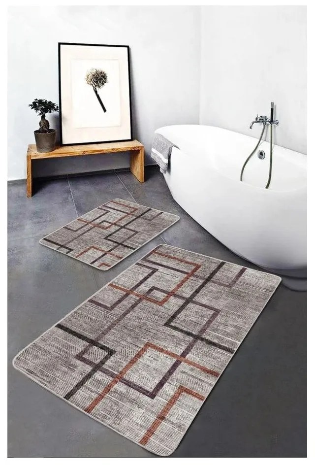 Szare aksamitne dywaniki łazienkowe zestaw 2 szt. 60x100 cm – Mila Home