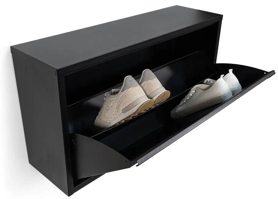 Czarna metalowa uchylna/wisząca szafka na buty 75x41x22 cm Billy – Spinder Design