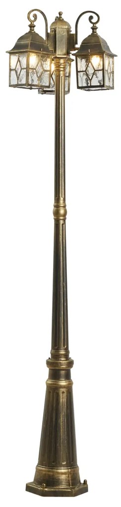 Klasyczny lampion zewnętrzny antyczne złoto z przezroczystym szkłem 198 cm IP44 - London