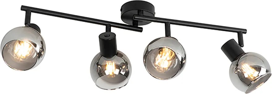 Inteligentny plafon czarny z przydymionym szkłem, w tym 4 WiFi P45 - Vidro