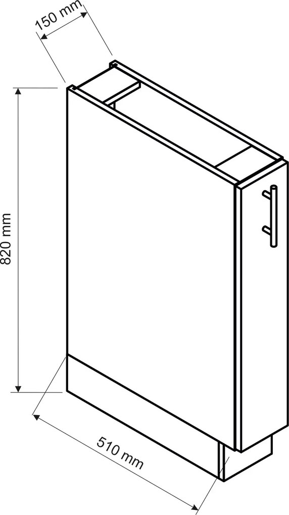 Szafka cargo 15 cm grafit + dąb artisan - Coleo 3X