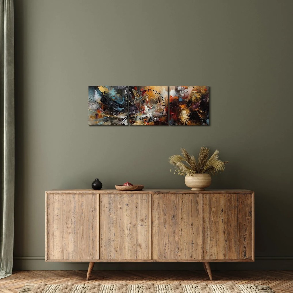 Obraz - Grafika abstrakcyjna (z zegarem) (90x30 cm)