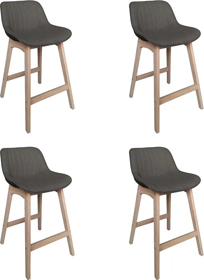 Komplet dębowych krzeseł wyspowych i barowych z siedziskiem z tkaniny MELLOW o szerokości 65 cm