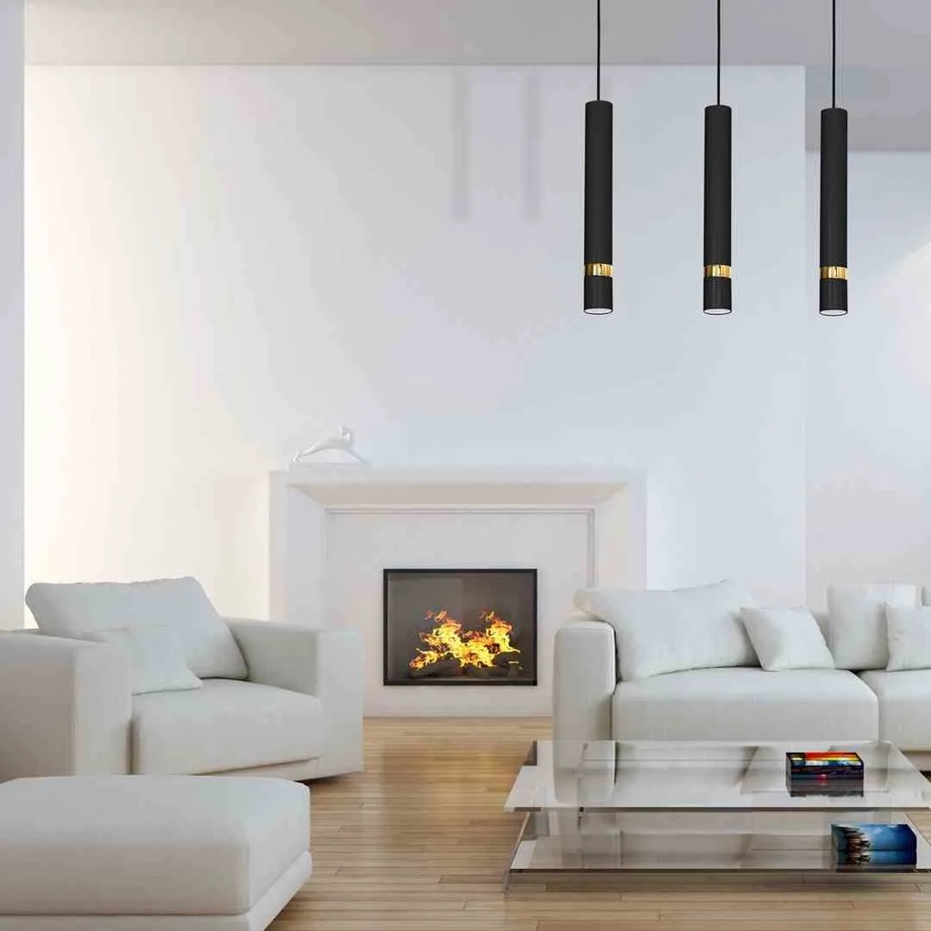 Lampa wisząca czarna, JOKER BLACK/GOLD 3xGU10