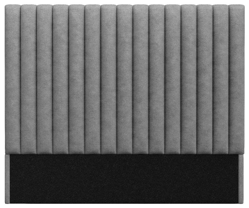 Zagłówek z pionowymi przeszyciami SARAH - 160cm - Tkanina - Kolor szary