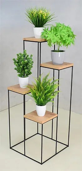 Stojak na kwiaty w stylu loft czarny + dąb artisan S8-W81