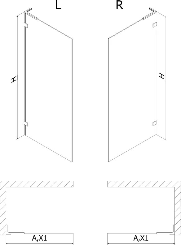 Mexen Lunar L ścianka prysznicowa Walk-in prawa 60 x 200 cm, transparent 8 mm, złota - 830L-060-000-50-00-P
