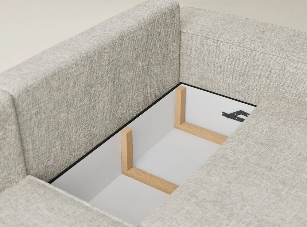 Beżowy rozkładany/ze schowkiem narożnik z tkaniny szenilowej (lewostronny/w kształcie litery L) Tonga – Maison de Rêve