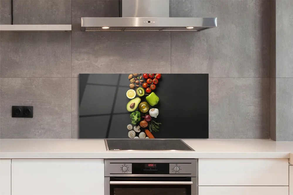 Panel szklany do Kuchni Kompozycja: Cytryna, Awokado i Marchew