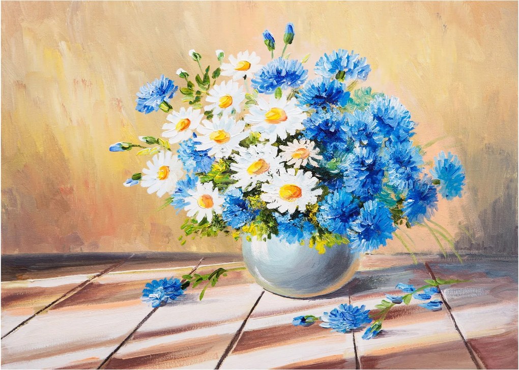 Malowany obraz wazonu z kwiatami (70x50 cm)