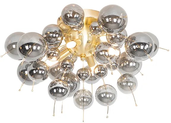 Designerska lampa sufitowa mosiądz z przydymionym szkłem 4-światła - ExplodeDesignerski Oswietlenie wewnetrzne