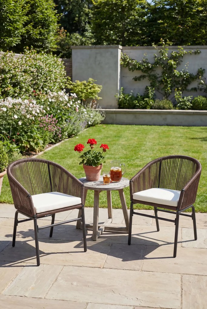 Zestaw 2 brązowych krzeseł ogrodowych z rattanu A8-N76