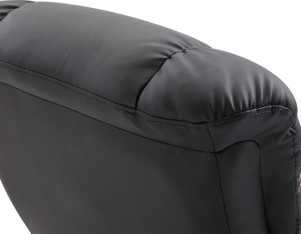 HOMCOM Fotel z masażem i funkcją leżenia Podnóżek w zestawie Skóra ekologiczna Czarny 76x80x102cm | Aosom PL