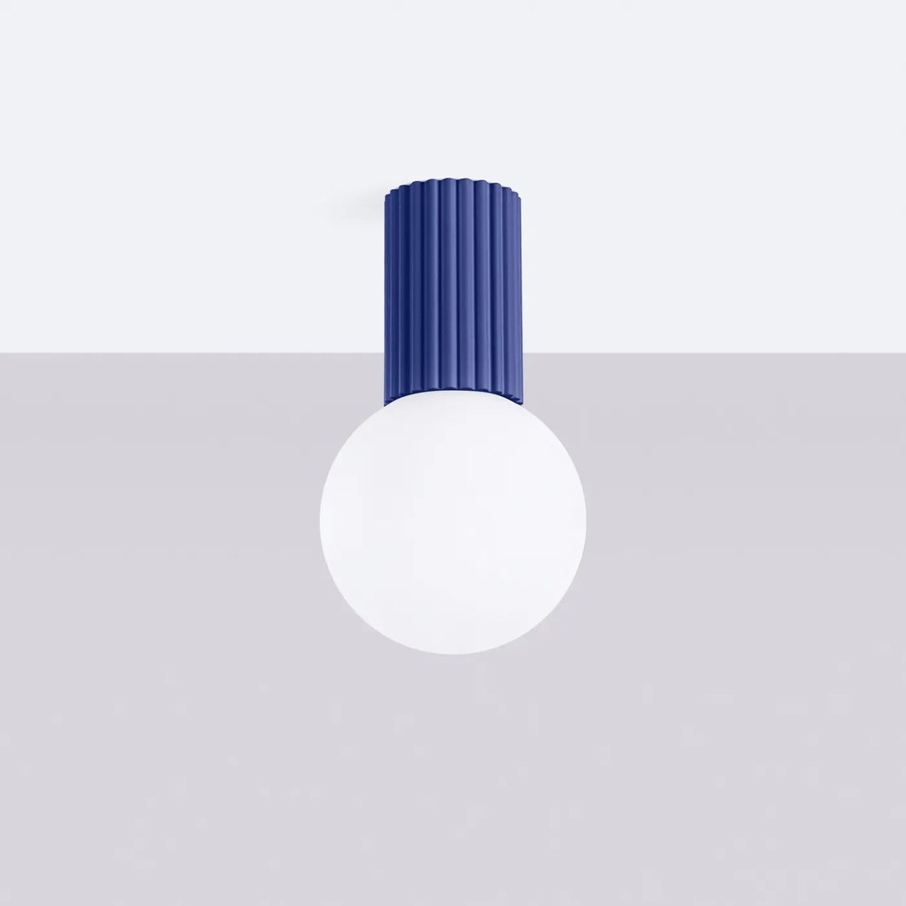 Plafon HALO ultramaryna IP44 ryflowany SOLLUX  LIGHTING