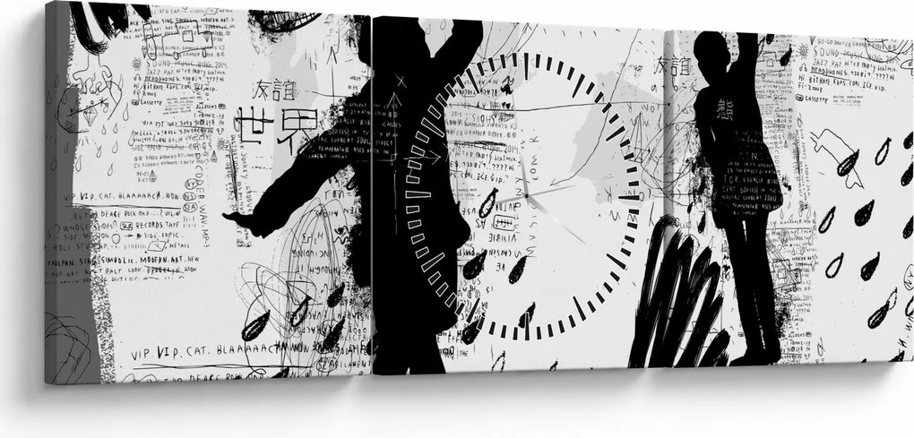 Obraz - Sztuka uliczna - zamieszanie (z zegarem) (90x30 cm)