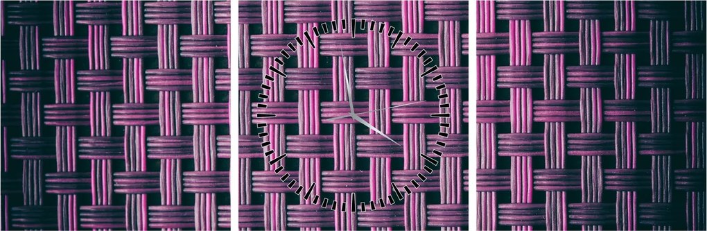 Obraz fioletowej tekstury (z zegarem) (90x30 cm)