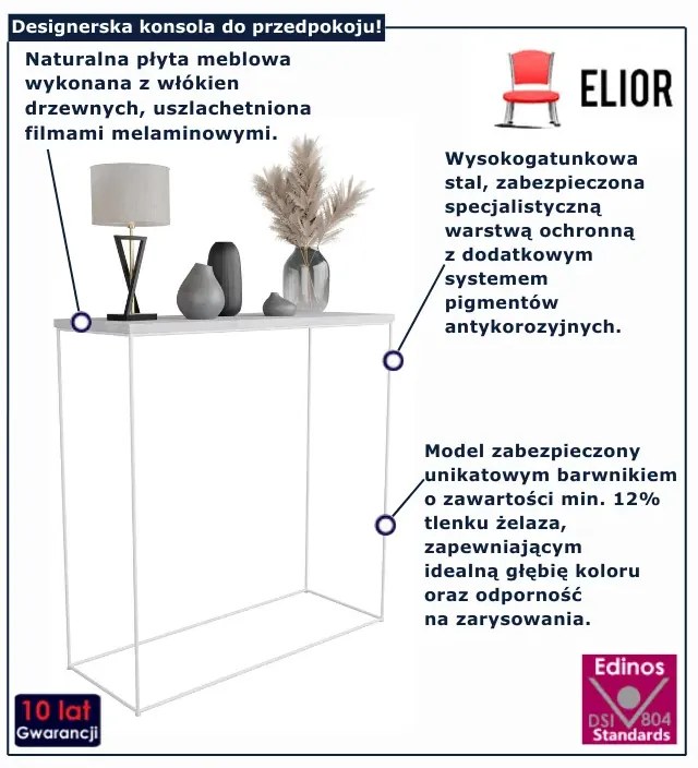 Klasyczna konsola do przedpokoju  beton + biały L9-S33