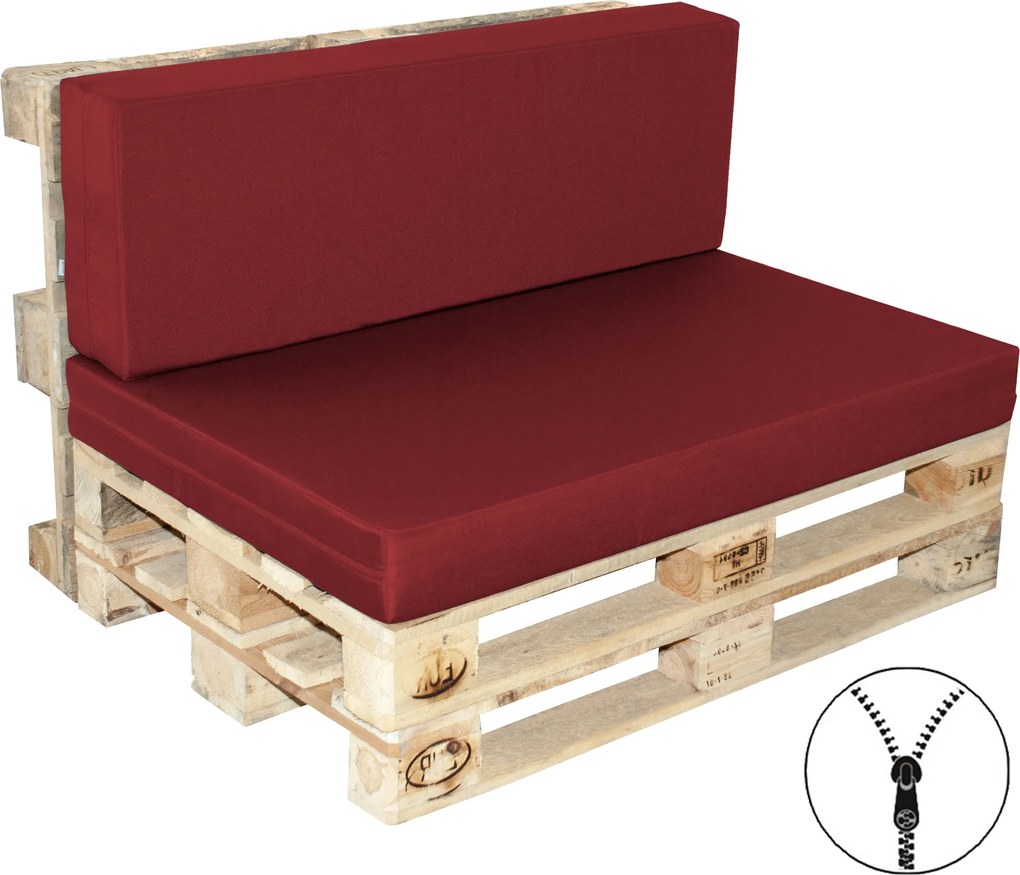 Doppler Poduszki na siedzisko paletowe + oparcie, twarda pianka czerwona