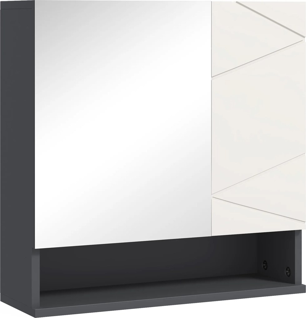 HOMCOM Szafka Łazienkowa, Drzwi Lustro, Regulowane Półki, do 15 kg, Biała