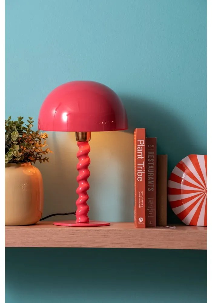 Różowa lampa stołowa z metalowym kloszem (wysokość 39 cm) Prisa – Leitmotiv