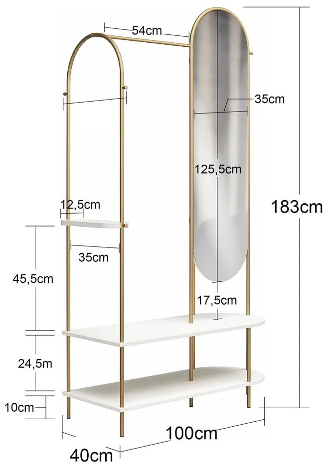 Czarno-szary metalowy zestaw do przedpokoju 101x183x43 cm Anastacia – CosmoLiving by Cosmopolitan