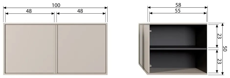 Kremowa szafa modułowa z litego drewna sosnowego 100x50 cm Daily – vtwonen