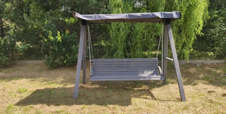 Huśtawka ogrodowa drewniana Kaori 4X szara - 180 cm