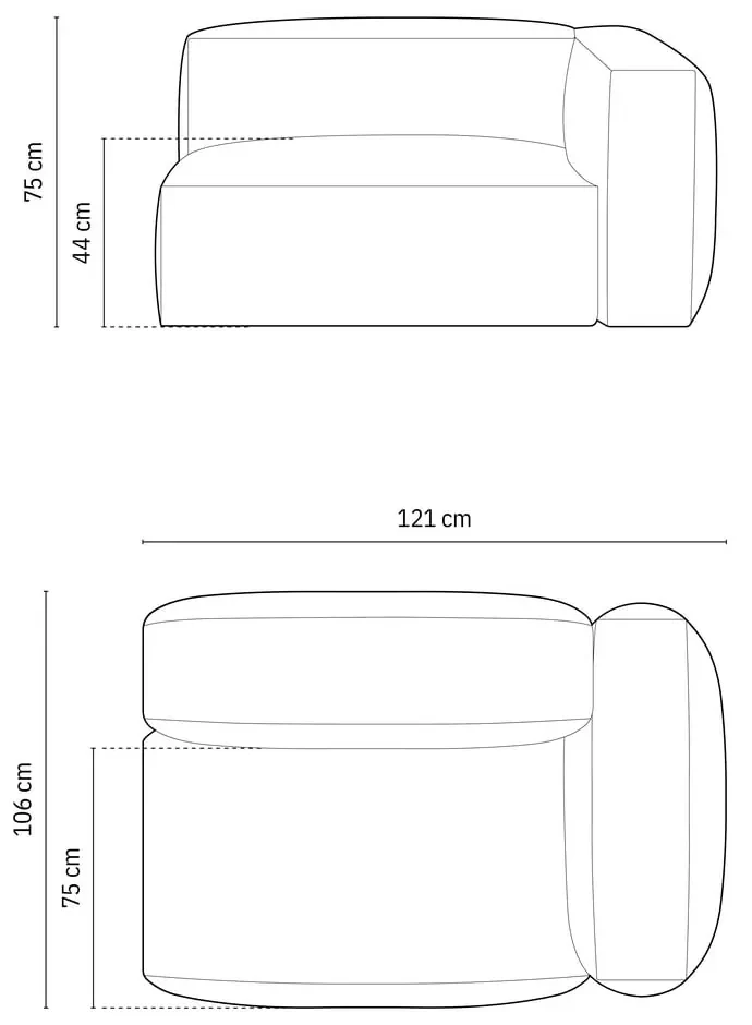 Ciemnoniebieski moduł sofy (prawostronny) Martina – Micadoni Home
