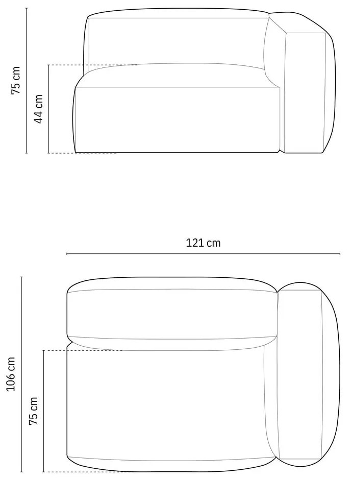 Ciemnoniebieski moduł sofy z materiału bouclé (prawostronny) Martina – Micadoni Home