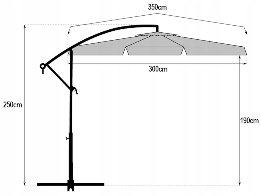 Składany parasol ogrodowy ARCADIA 300 cm, szary