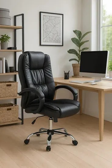 Czarny ergonomiczny biurowy fotel obrotowy - Loko