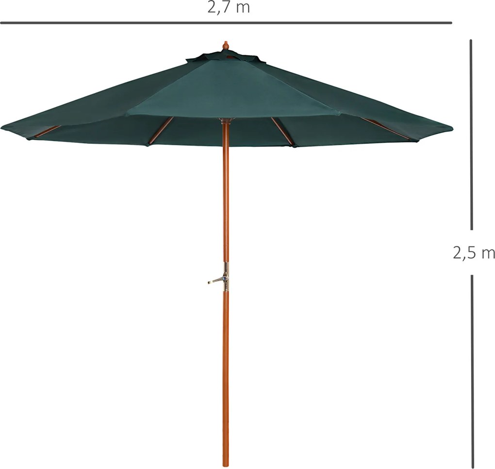 Outsunny Parasol ogrodowy 27m zielony z ochroną UV i stabilną konstrukcją | Aosom PL