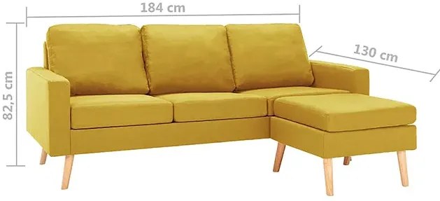 3-osobowa żółta sofa z podnóżkiem H6-B21