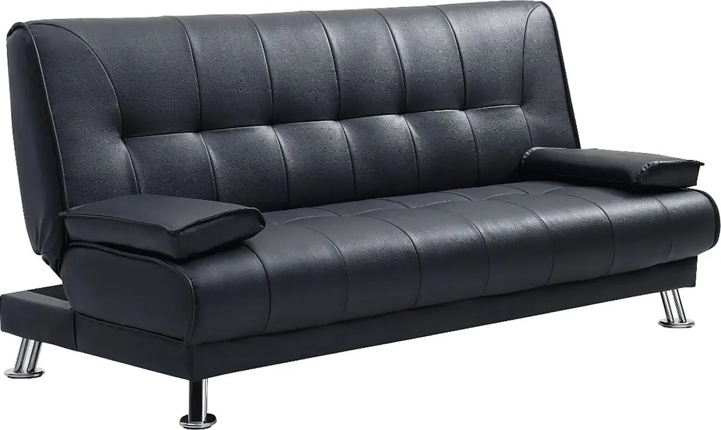 Kanapa z prostym mechanizmem rozkładania MAXIME z ekoskóry - Kolor: czarny