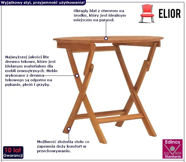 Okrągły stół ogrodowy z drewna tekowego K0-Z22
