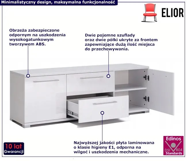 Nowoczesna szafka pod telewizor biały połysk T2-W39