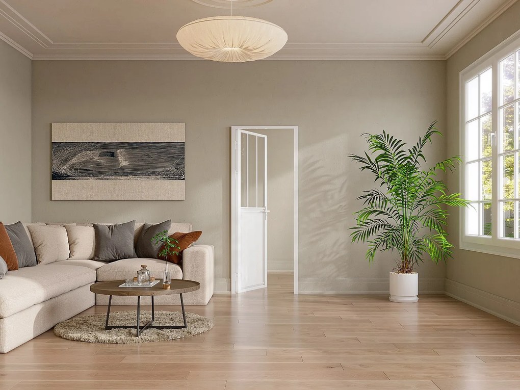 Drzwi kompletne dwustronne z aluminium i szkła hartowanego w stylu industrialnym - wys. 204 x szer. 73 cm - Biały - ERMELO